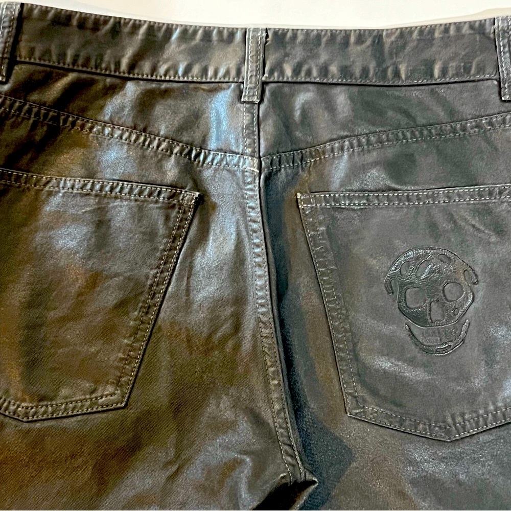 Alexander McQueen Skull, Coated Denim Jeans, Size 32, price $180